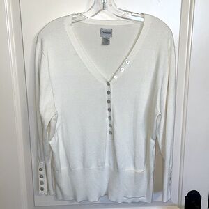 Chico’s Ivory V-neck Sweater - Size 3